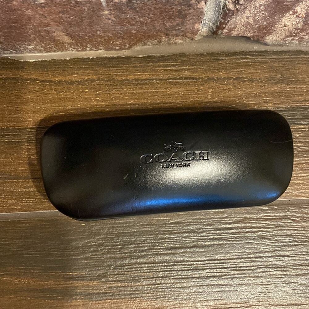 Coach black Leather Embossed Logo Hard Clam Shell Sunglass‎ Case